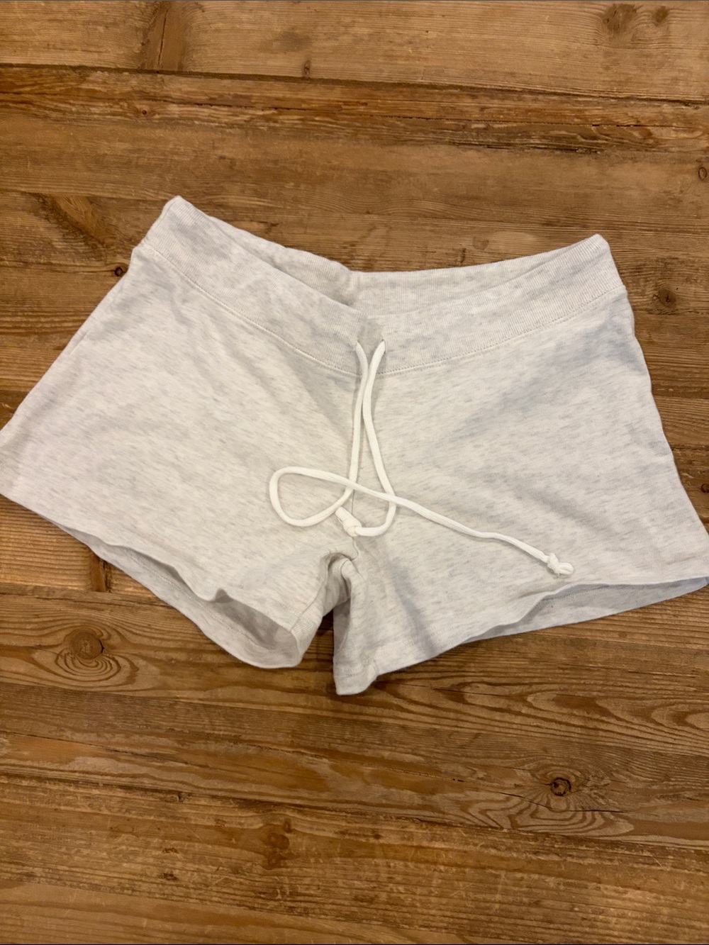 Brandy Melville Light Gray Cotton Lounge Shorts with Drawstring